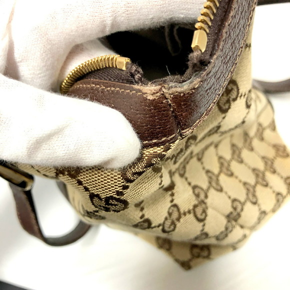 GUCCI Tote Bag 141470 GG Canvas Pattern Leather Brown Gold Hardware Made in Ital - Picture 8 of 9